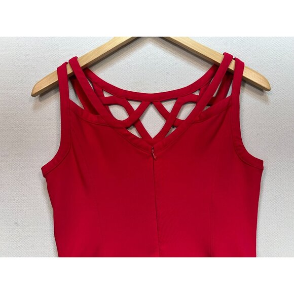 White House Black Market Women Fit & Flare Cocktail Dress Size 6 Red Sleeveless - Picture 8 of 11